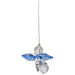Crystal angel pendant with blue wings on a white background