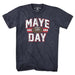 Navy blue t-shirt with 'MAYE LFG DAY' text and football graphic on a white background