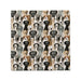 A cozy blanket featuring various dog breeds in a colorful pattern, showcasing their unique shapes and expressions.
