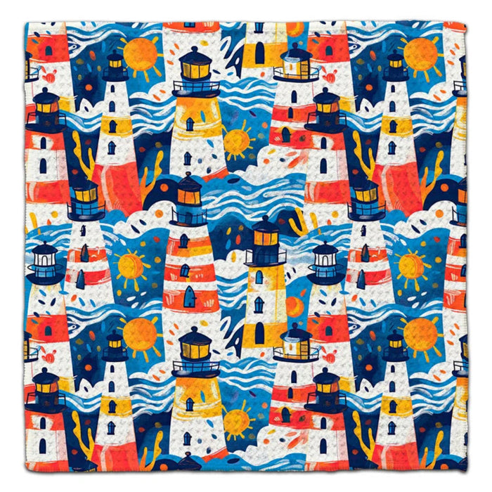 This CJ Bella Colorful Lighthouses Waffle Weave Washcloth adds coastal charm to your daily routine.