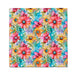 A vibrant floral pattern featuring various colors on a clean white background.