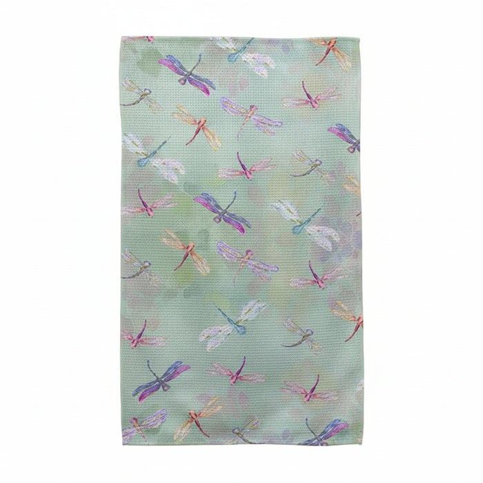This CJ Bella Dragonfly Multi Tea Towel features a colorful multi-dragonfly print that brightens any kitchen. 