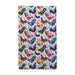  A patterned towel adorned with colorful birds, showcasing a lively and cheerful design.
