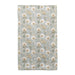 A blue and white floral print blanket draped elegantly, showcasing intricate flower patterns on a soft fabric.