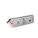 A pencil case displaying a whimsical bird design.