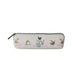 A pencil case featuring a colorful bird design on its exterior.