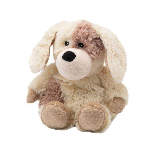 Microwaveable and freezer puppy plush to sooth and calm.