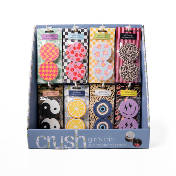 Keep your drinks steady and your car stylish with fun, travel-ready coasters.