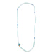 Scout Curated Wears Joy/Bluebird wrap bracelet/necklace with pale blue ceramic beads, patterned beads, and bluebird charm.