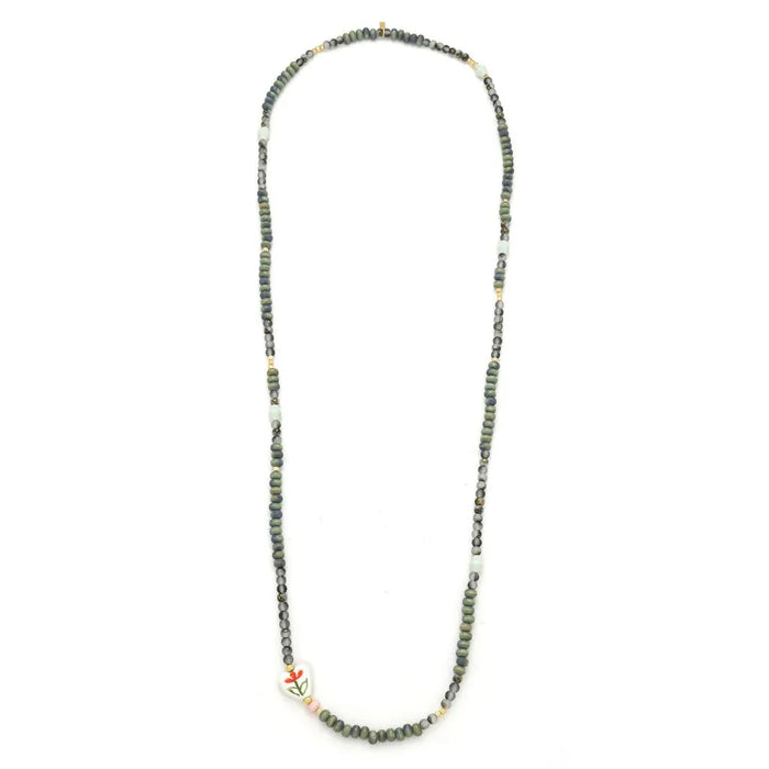 Scout Curated Wears Love/Heart ceramic bead convertible jewelry, wearable as a wrap bracelet or necklace.