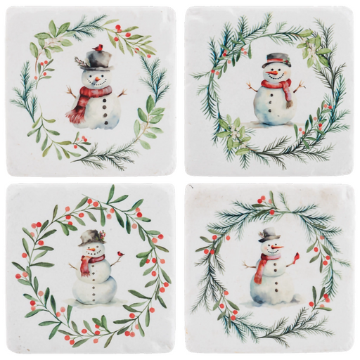 Clear wine glass with 'Feelin' Frosty' text and snowman graphic on a white background