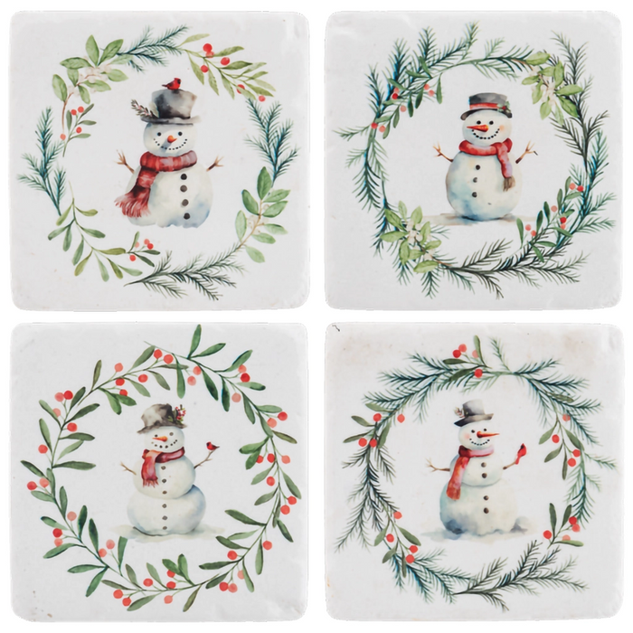 Clear wine glass with 'Feelin' Frosty' text and snowman graphic on a white background