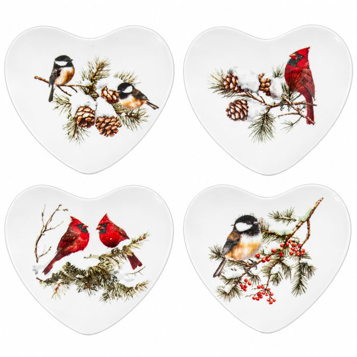 Ganz Winter Bird Chime Heart 24-piece set featuring heart-shaped seasonal chimes with winter bird designs.