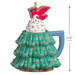 2.25 inch glossy porcelain tree mug ornament with blue handle, rainbow sprinkles, and cardinal cookie