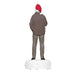 Back view of Clark Griswold ornament with brown ribbed cardigan and snow-textured base