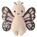 Cuddle + Kind Baby Butterfly in Peach – front view of handmade knit stuffed butterfly doll with smile and patterned wings.