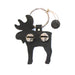 Black moose-shaped keychain with gold accents on a white background