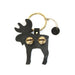 Black moose-shaped keychain with gold accents on a white background
