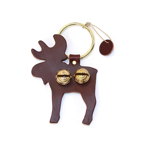 brown moose with gold bells