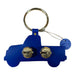 Blue keychain with gold accents on a white background