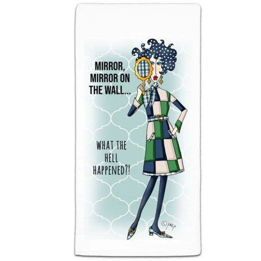 CJ Bella Co. Mirror Mirror On The Wall Flour Sack Towel with decorative kitchen design