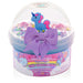 Butter slime with unicorn design and purple bow in a clear container, featuring Kawaii Slime Company branding.