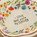 A decorative ceramic dish featuring the words "I love my teacher," symbolizing gratitude for teaching.