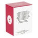 Red and white box with text and a logo on a white background