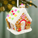 Disney Mickey and Minnie gingerbread house ornament with gumdrops and peppermint swirls