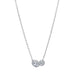 Silver necklace with a double heart pendant on a white background