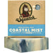 Dr. Squatch Coastal Mist Bar Soap packaging and bar — men’s natural soap with seaweed extract, sand, and light exfoliation in blue-and-cream swirled design.
