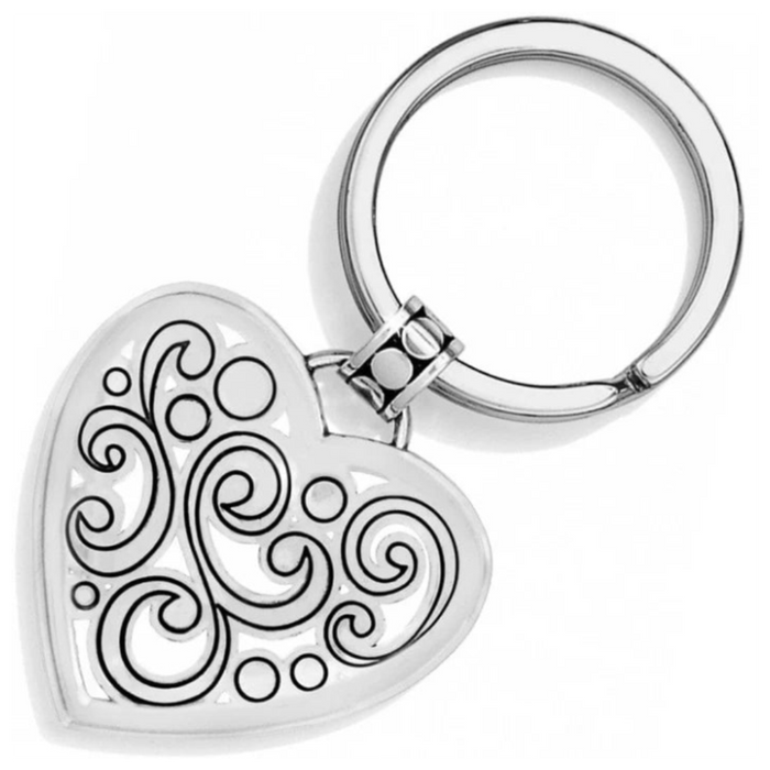 This keychain is an artsy, contemporary take on the romantic heart motif and was inspired by vintage Taxco jewelry designs.