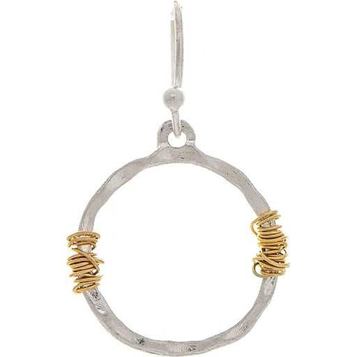 Rain Two Tone Small Wire Wrap Ring Earrings 