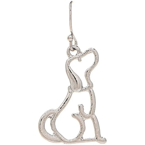 Rain Jewelry silver pooch cutout earrings featuring a dog-shaped silhouette with a silver-tone finish.
