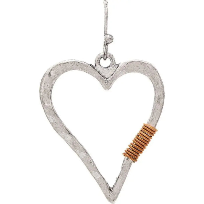 Rain Jewelry : Silver Wire Wrapped Open Heart Earring
