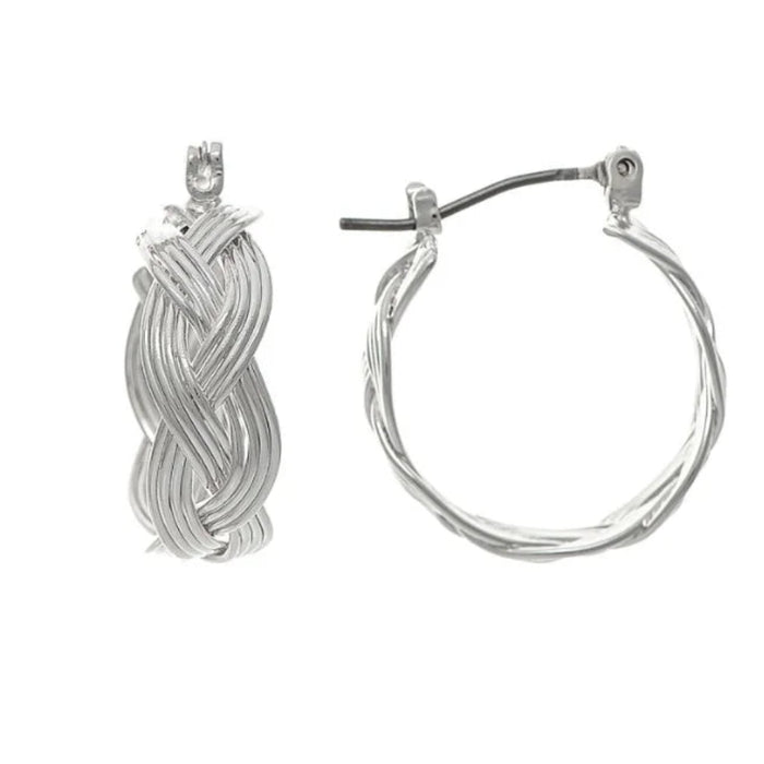 Rain Jewelry wire hoop earrings featuring silver-tone and brass-tone metallic details.