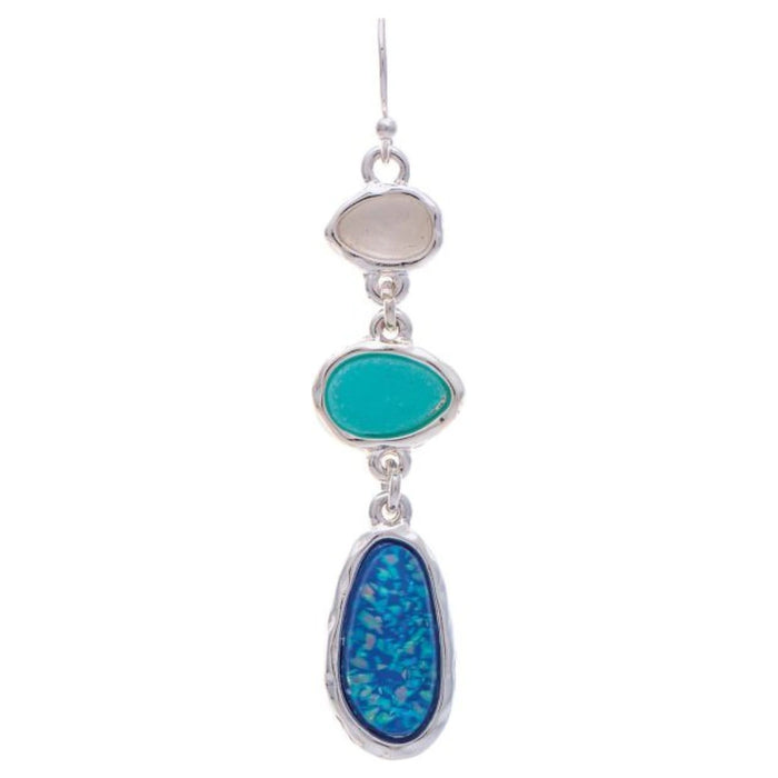 Rain Jewelry Silver Blue Mix Sea Drops Earring featuring a polished silver finish and vibrant blue enamel sea-drop accents for an elegant ocean-inspired look.