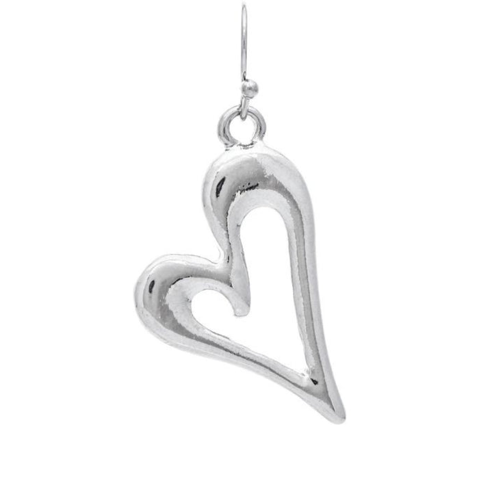 Rain Jewelry Silver Puff Open Heart Earring featuring a polished silver finish, elegant puffed open heart design, and hypoallergenic construction for comfortable everyday wear.