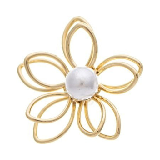 Rain Jewelry Pearl Center Wire Flower Post Earring featuring delicate wire flower petals, a classic pearl center, and an elegant lightweight post-back design.