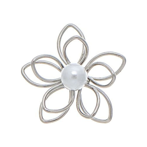 Rain Jewelry Pearl Center Wire Flower Post Earring featuring delicate wire flower petals, a classic pearl center, and an elegant lightweight post-back design.