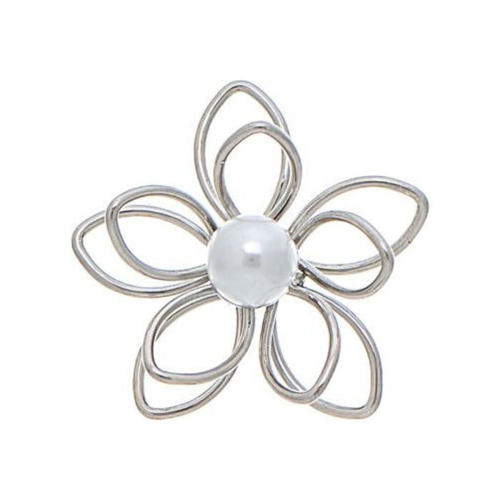 Rain Jewelry Pearl Center Wire Flower Post Earring featuring delicate wire flower petals, a classic pearl center, and an elegant lightweight post-back design.