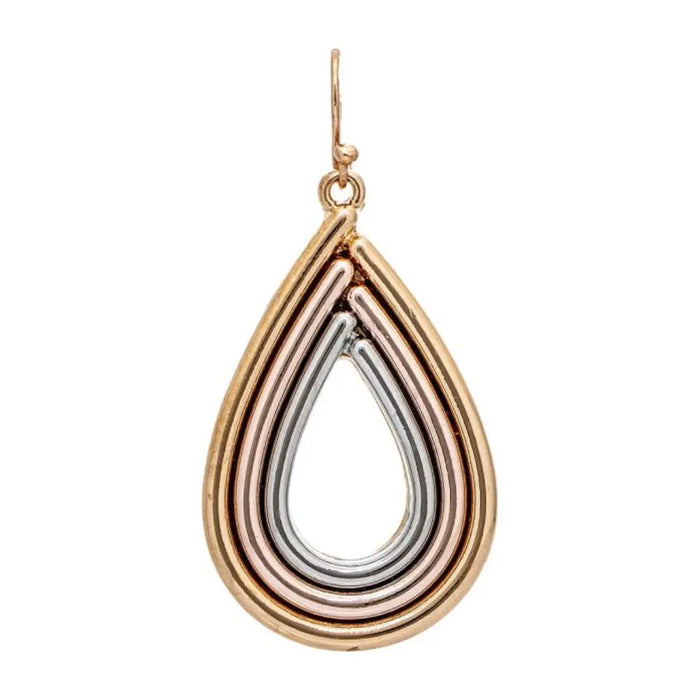 Rain Jewelry Multimetal Rows Teardrop Earrings featuring layered mixed-metal rows, elegant teardrop silhouette, lightweight comfort, and versatile style for everyday wear and special occasions.