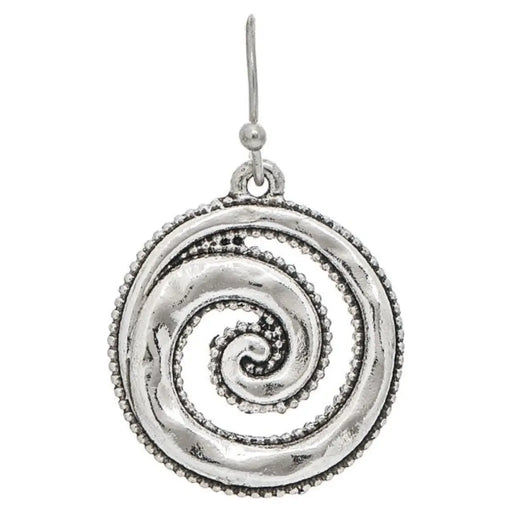 Rain Jewelry Silver Texture Edge Wave Swirl Earrings featuring an elegant wave and swirl design, textured silver finish, lightweight comfort, and timeless contemporary style.