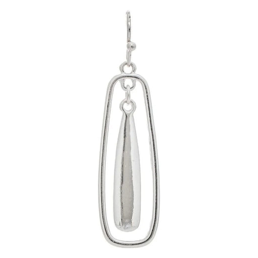Rain Jewelry Silver Dangle Bar-in-Bar Earrings featuring a modern geometric bar design, polished silver finish, lightweight comfort, and contemporary elegance for everyday wear.