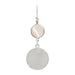 Rain Jewelry Double Circle Mother of Pearl Shell Top Earrings featuring a luminous mother of pearl accent, elegant double circle design, gold or silver finish, and lightweight comfort.