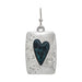 Rain Jewelry Silver Engraved Swirl Rectangle Patina Heart Earrings featuring Celtic swirl engraving, two-tone silver and patina finish, heart motif, and lightweight artisan craftsmanship.
