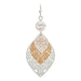 Rain Jewelry Two Tone Layered Laser Cut Filigree Leaves Earrings featuring intricate leaf-shaped filigree, gold and silver tones, lightweight comfort, and elegant nature-inspired style.
