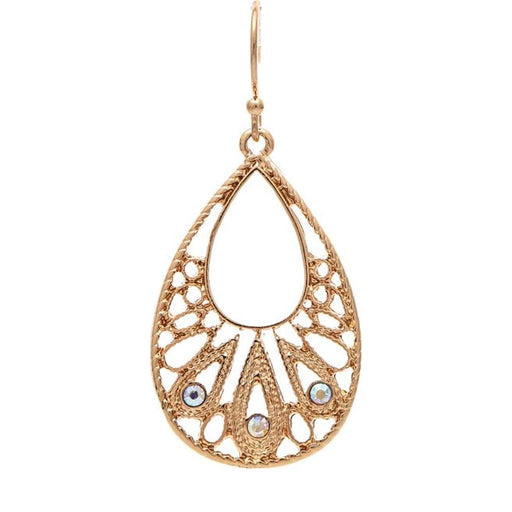 Rain Jewelry Gold Open Center Filigree Crystal Teardrop Earring and elevate your everyday style instantly.