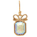 Rain Jewelry gold-tone bow top box earrings featuring Aurora Borealis crystals with iridescent sparkle and colorful reflections.