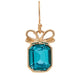 Rain Jewelry gold-tone bow top box earrings featuring sparkling blue crystal accents and an elegant bow design.